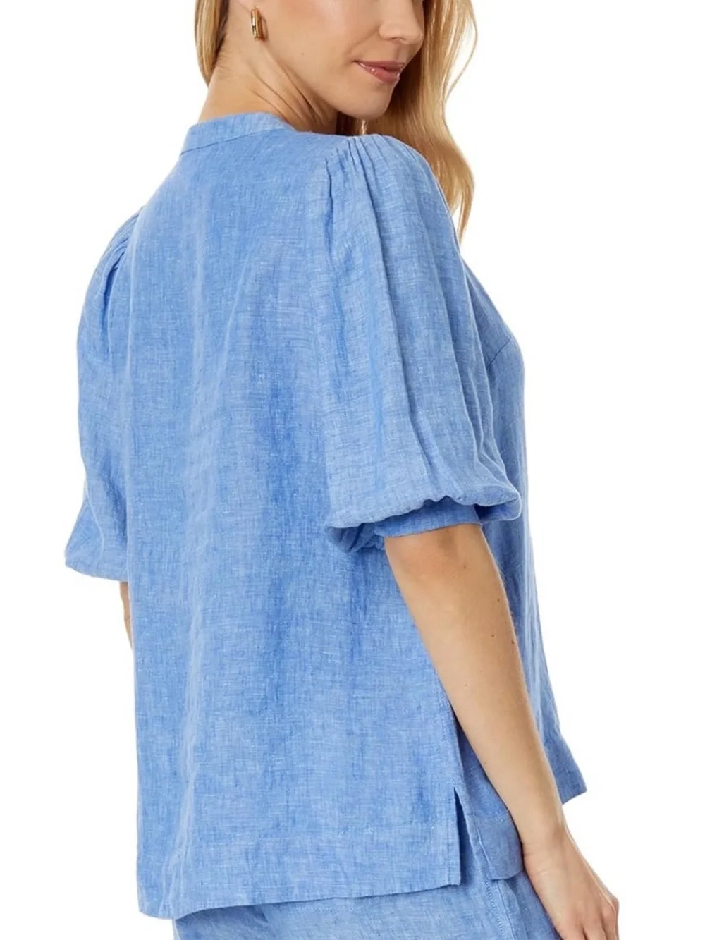 Lilly Pulitzer NWT Mialeigh 100% Linen Puff Elbow Sleeve Blouse
